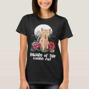 Camiseta Cuidado com o Gato Esquisito Mãe Humor Gato Pai Sr