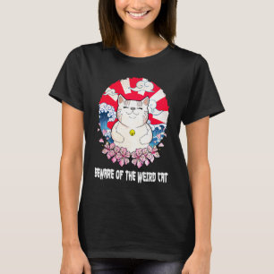 Camiseta Cuidado com o Gato Estranho Humor de Mãe de Gato P