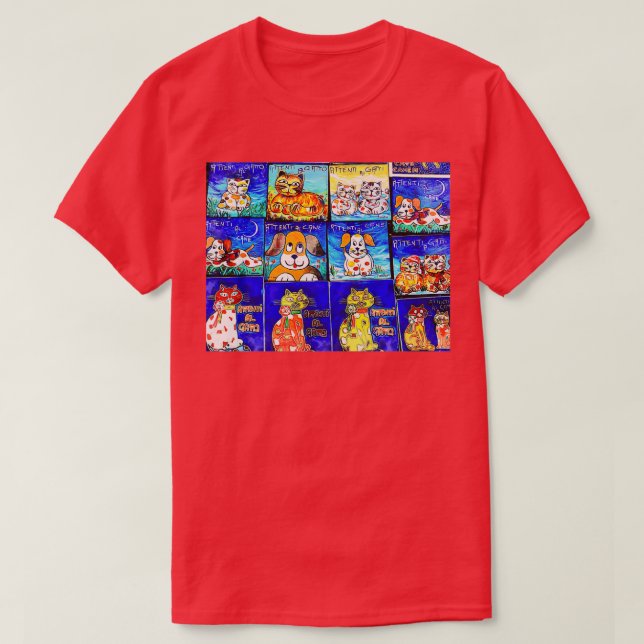 Camiseta Cuidado com o gato ou o cão (Frente do Design)