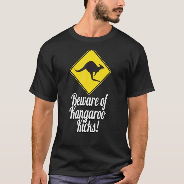Camiseta Cuidado com o Kangaroo Kicks - Sinal de canguru na (Frente)