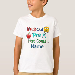 Camiseta Cuidado Com O Nome Personalizado Do Pré-K Aqui