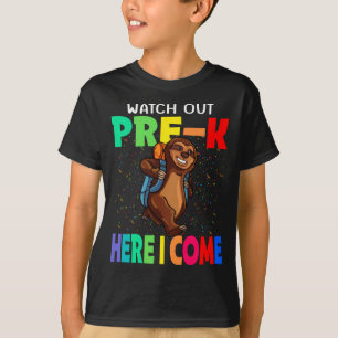 Camiseta Cuidado Com O Pré-K Aqui Eu Volto Para A Escola