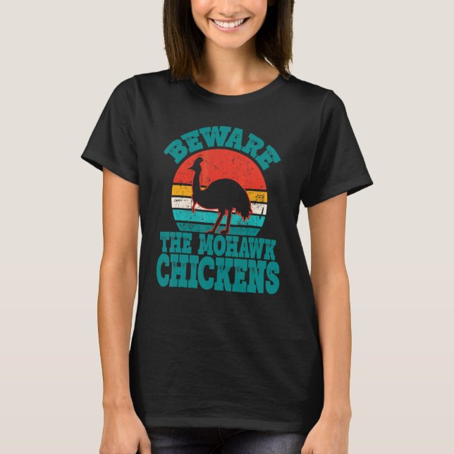 Camiseta Cuidado Com Os Frangos Mohawk Cool Cassowary (Frente)