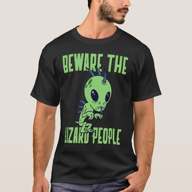 Camiseta Cuidado com os homens iluminados do Lizard Pessoas (Frente)