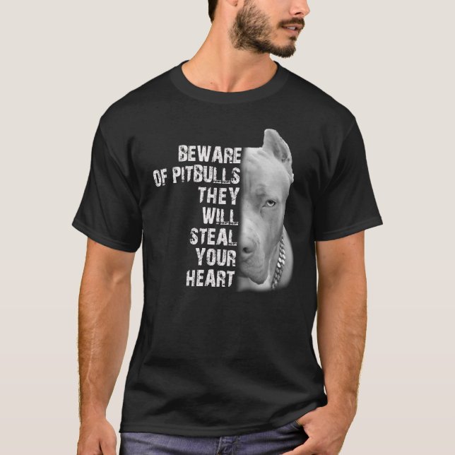 Camiseta cuidado com os pitbulls (Frente)
