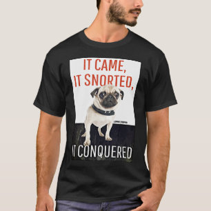 Camiseta Cuidado com Pug! T-Shirt Clássico 820