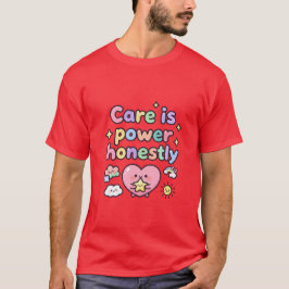 Camiseta Cuidado É Poder Honestamente Coração Fofo
