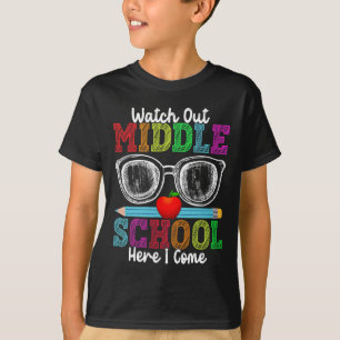 Camiseta Cuidado Escola de Ensino Médio Aqui Vou Eu Diverti