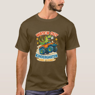 Camiseta Cuidado Jardim de Infância Caminhão Dino