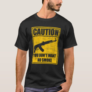 Camiseta Cuidado Não quer fumaça Draco Gun Mini Dra
