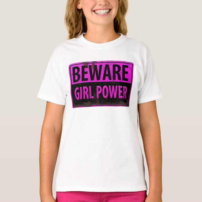 Camiseta CUIDADO Poder Feminino - Sinal de Perigo Metal Pre (Frente)
