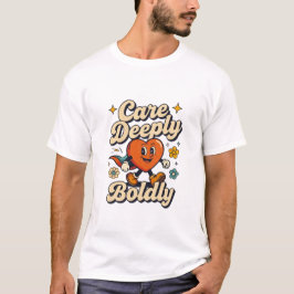 Camiseta Cuidado Profundo Design Corajoso Coração Fofo