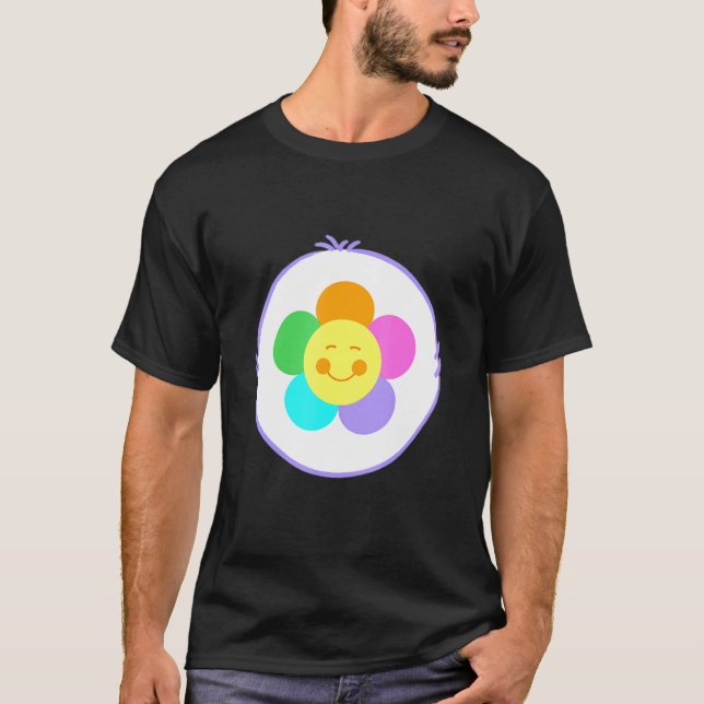 Camiseta Cuidado Roxo Flor Belga Símbolo Fácil Hallowee (Frente)