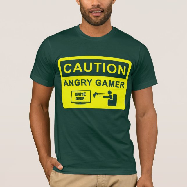 Camiseta Cuidado! Tshirt irritado do Gamer (Frente)