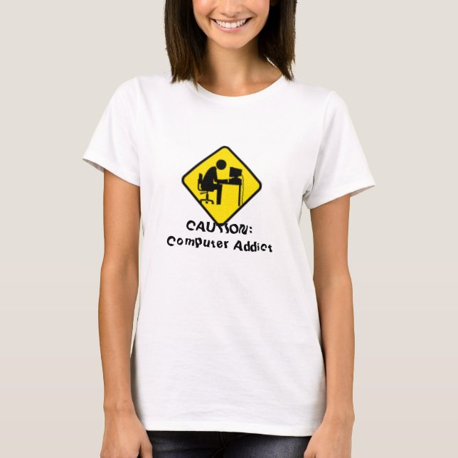 Camiseta Cuidado! Viciado de computador (Frente)