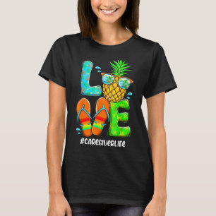Camiseta Cuidador Adoro Abacaxi de Verão Flor Tropical Fl