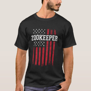 Camiseta Cuidador de zoológico Bandeira Americana EUA Patri