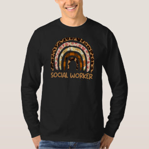 Camiseta Cuidador leopardo olha arco-íris Eu sou assistente