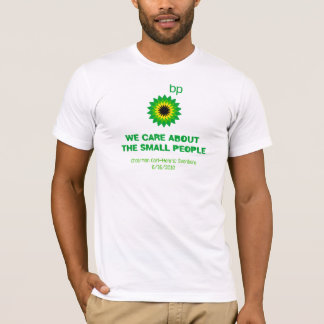 Camiseta Cuidados de BP sobre as pessoas pequenas