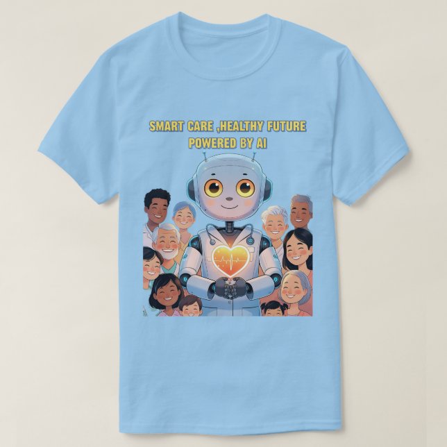 Camiseta Cuidados Inteligentes, Vida Feliz (Frente do Design)