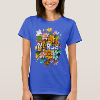 Camiseta Cuidados Sangrentos - Homenagem Floral às Enfermei