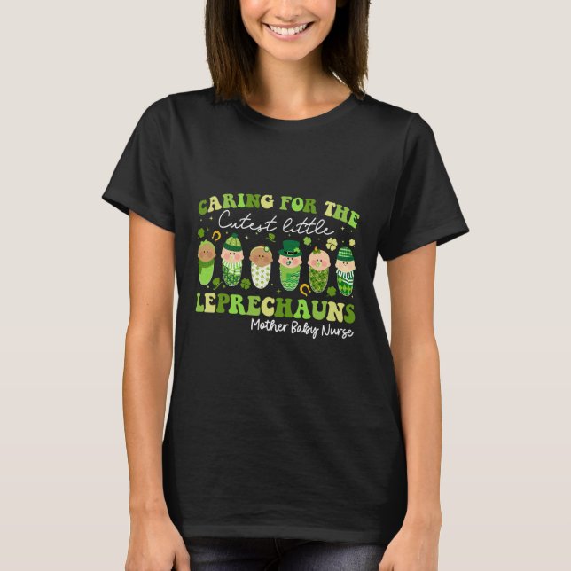 Camiseta Cuidar de Pequenos Duendes Mãe Bebê Enfermeira St  (Frente)