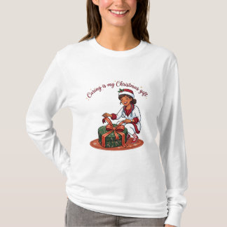 Camiseta Cuidar é meu presente de Natal Enfermeira