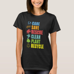 Camiseta Cuidar Salvar Resgatar Limpar Plantar Reciclar Mun