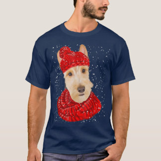 Camiseta Cuja Boca Escocesa Terrier Dog Xmas Hat Scarf