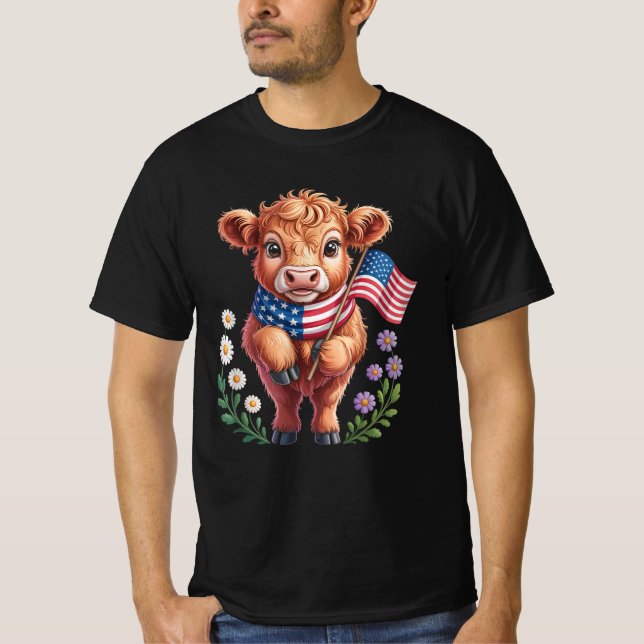 Camiseta Cuja Vaca do Planalto é 4 de julho Patriótico da B (Frente)
