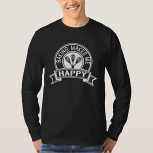 Camiseta Culinária Fofa Faz Padaria Feliz de Assar Cupcakes