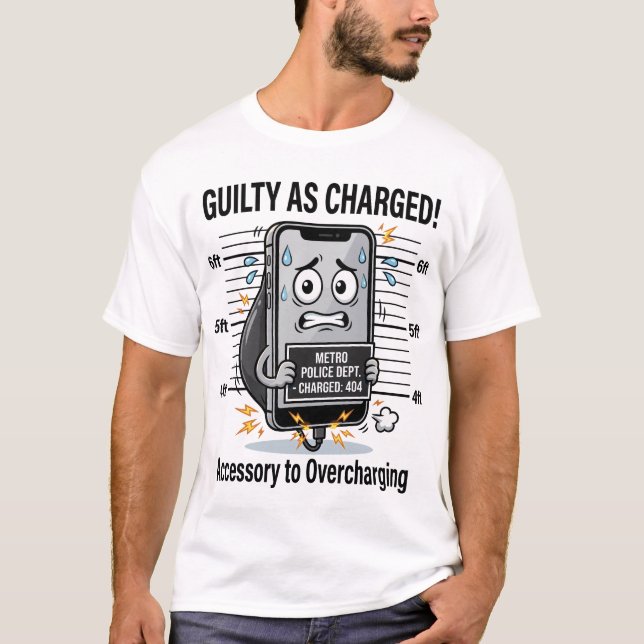 Camiseta Culpado Como Acusado – Piada de Celular Sobre Carr (Frente)