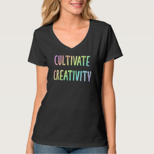 Camiseta "Cultivar a criatividade" Palavras Arco-Íris Paste
