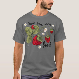 Camiseta Cultivar a sua Comida Morangos Primaveras Mulheres