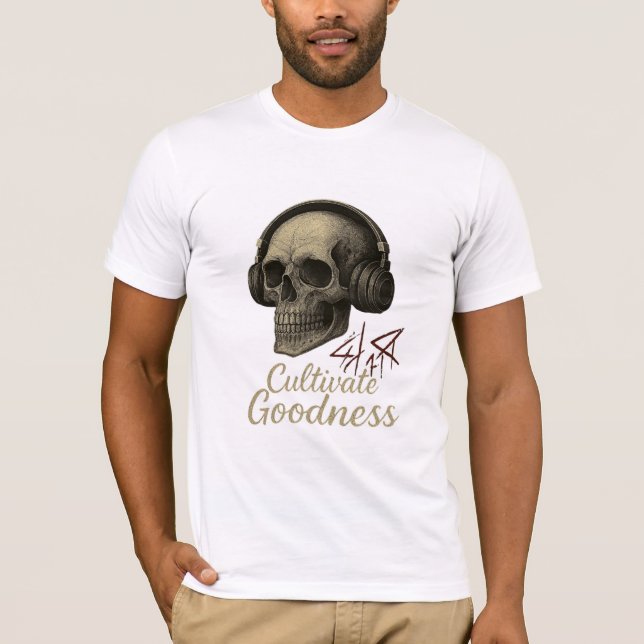 Camiseta Cultivate Goodness" Skull Headphones T-Shirt – Vin (Frente)
