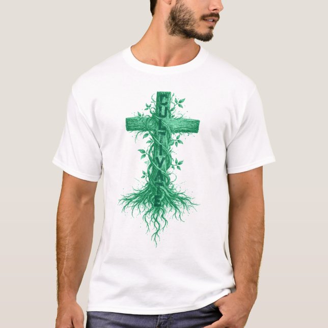 Camiseta Cultivate Your Faith – Christian Cross (Frente)