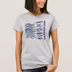 Camiseta Cultive Calma Arte Abstrata de Linha Lavanda - Zen