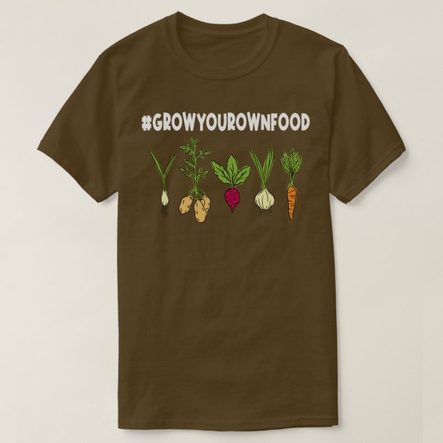 Camiseta Cultive sua própria Comida para um jardineiro vege (Frente do Design)