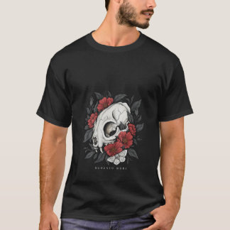 Camiseta Cultura de Abutre Feminino Crânio de Gato Memento