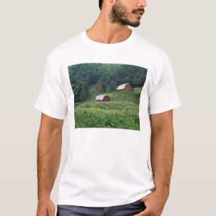 Camiseta Cultura de tabaco e par de celeiros de tabaco verm