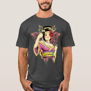 Camiseta Cultura japonesa Geisha Samurai Demon Mask Female 