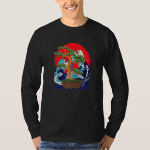 Camiseta Cultura Japonesa Ondas Oceanas Zen Budista Bonsai