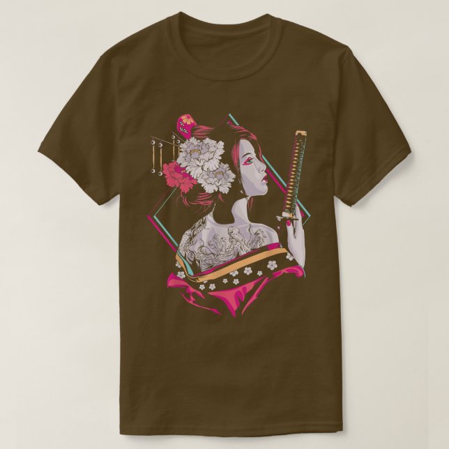 Camiseta Cultura japonesa Samurai Cherry Blossom Sakura Gei (Frente do Design)