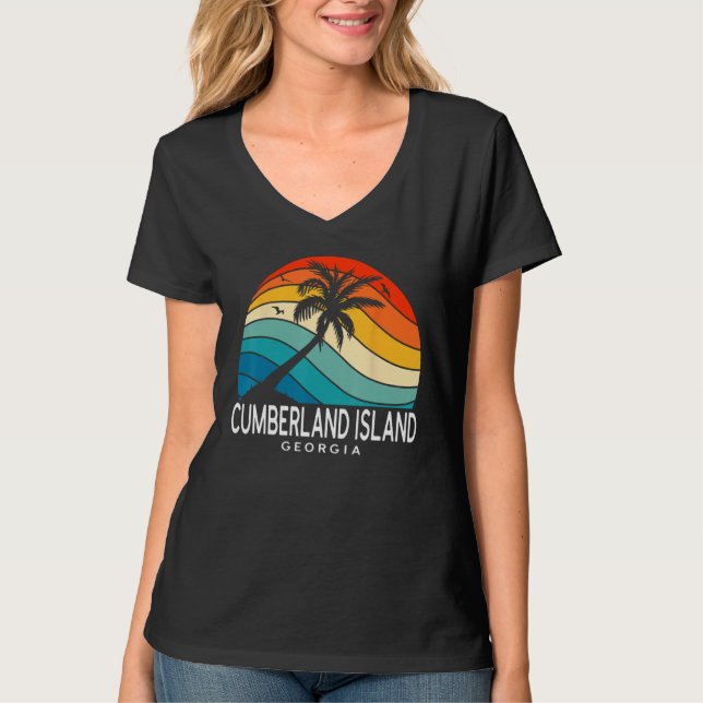 Camiseta Cumberland Island Georgia Tropical Beach Palm Tree (Frente)