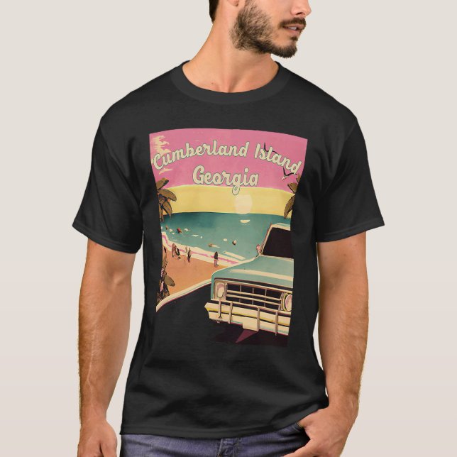 Camiseta Cumberland Island Retro Beach Vacation Graphics Ge (Frente)