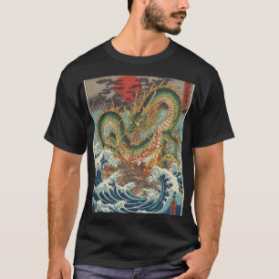 Camiseta Cume de Dragão em Ondas de Sol Carmesim