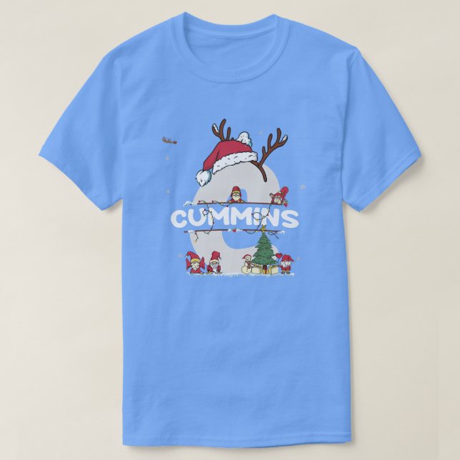 Camiseta Cummins Christmas w Cummins Nome para xmas engraça (Frente do Design)