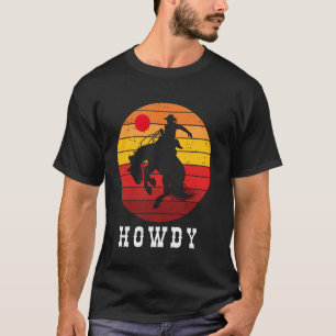 Camiseta Cumprimento Caubói Vaqueira País Rodeio Vintage