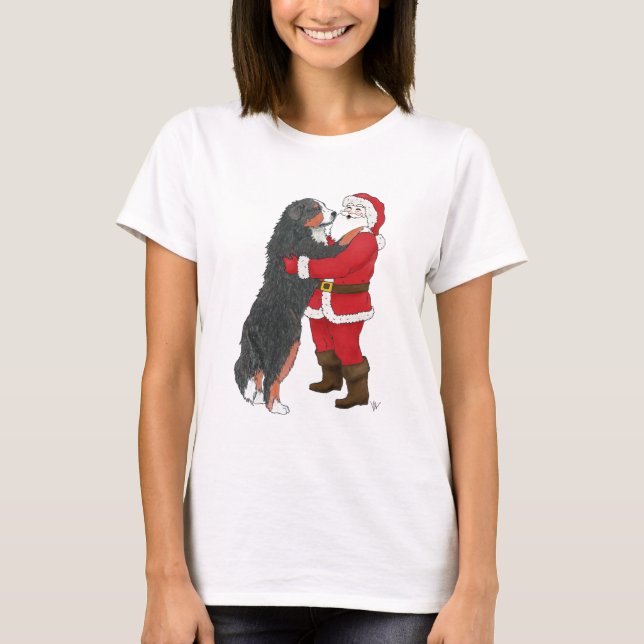 Camiseta Cumprimento do Natal do cão de montanha de Bernese (Frente)