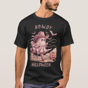 Camiseta Cumprimentos de Halloween Cowboy Fantasma Laço